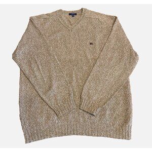 Men's Burberry Italy Pure New Wool V-neck Sweater Size Large Excellent
